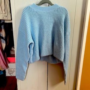 Pretty Light Blue Cropped And Crocheted Sweater 🩵ᰔᩚ